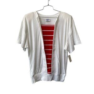 HMJ Vintage 90s Striped Top Size XL White Red Colorblock Tennis Deadstock NEW
